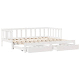 Daybed with Trundle and Drawers without Mattress White 90x190 cm Single 3302194
