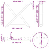 Coffee Table Legs 2 pcs Natural Steel 60x cm Steel 4012711