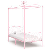 284487 Canopy Bed Frame without Mattress Pink Metal 100x200 cm