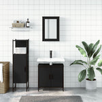 ZNTS 3 Piece Bathroom Furniture Set Black Engineered Wood 3214820