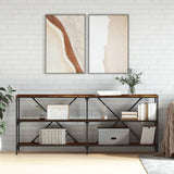 Console Table Smoked Oak 180x30x75 cm Engineered Wood and Iron 832855