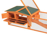 Rabbit Hutch with Run Wooden Guinea Pig Hutch Outdoor Bunny Cage Hide House with Sliding Tray, Hay T3398P350016