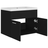 Sink Cabinet With Basin Black and White Engineered wood and Ceramic 3070821