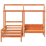 Bed and Bench Set with Roof without Mattress Wax Brown 80x200 cm 3282179