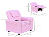Kids Recliner Chair, PU Leather with Adjustable Backrest, Footrest, Padded Headrest, Pink T3398P348591