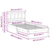 Bed Frame with Headboard Brown 80 x 200 cm Solid Pine Wood 872245