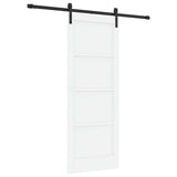 Sliding Door 78 x 202 cm Engineered Wood White and Black 3449883