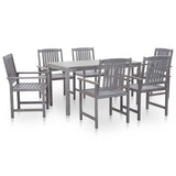 45941 7 Piece Outdoor Dining Set Grey Wash Solid Acacia Wood