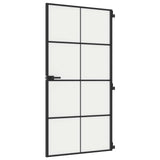 Interior Door Slim Black 102,5x201,5 cm Tempered Glass and Aluminium 155131