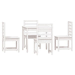5 Piece Garden Dining Set White Solid Wood Pine 3154678