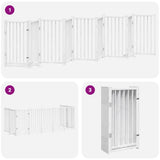 Dog Gate with Door Foldable 9 Panels White 450 cm Poplar Wood 3155706