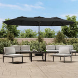 Double-Head Garden Parasol with LEDs Black 449x265 cm 362959