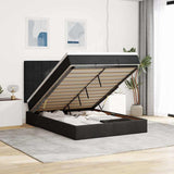 Ottoman Bed with Mattresses Black 140x190cm Velvet 3313471