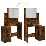 Dressing Table with Cabinet Smoked Oak 80x35x132 cm 848238