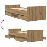 Bed Frame with Storage Artisian Oak 80 x 200 cm Engineered Wood 3429516