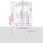 Fence Gate with Spikes Grey 200 x 100 cm Powder-coated steel 42009006