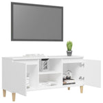 TV Cabinet with Solid Wood Legs White 103.5x35x50 cm 805959