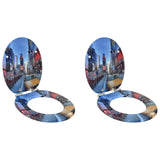 Soft-Close Toilet Seat 2 pcs Multicolour 44 x 38 cm MDF board 3414538