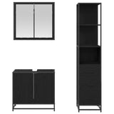 Bathroom Furniture Set 3 pcs Black Oak Engineered Wood 3402328