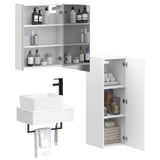 Bathroom Furniture Set 4 pcs White Engineered Wood and Glass 3407399
