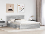 Bed Frame with Drawer Grey Sonoma 150 x 200 cm Solid Pine Wood 3409341