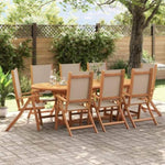 ZNTS 9 Piece Garden Dining Set Solid Wood Acacia and Textilene 3279319