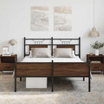 Bed Frame without Mattress Brown Oak 140x190 cm Engineered Wood 4107034