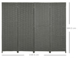 4-Panel Room Dividers, Wave Fibre Freestanding Folding Privacy Screen Panels, Partition Wall Divider T3398P344649