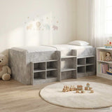 Loft Bed Frame with Cabinet 3 pcs Concrete Grey Engineered Wood 3423409