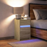 Bedside Cabinet with LED Lights Sonoma Oak Engineered Wood 852014