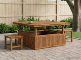 Garden Coffee Table Solid Acacia Wood Height Adjustable Natural 901245