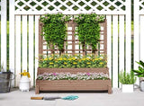 2-Tier Garden Bed with Trellis, Wooden Elevated Planter Box with Drainage Holes, Outdoor T3398P325340