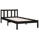Bed Frame without Mattress Black Solid Wood Small Single 810046