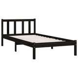 Bed Frame without Mattress Black Solid Wood Small Single 810046