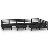 ZNTS 10 Piece Garden Lounge Set Solid Wood Pine Black 3083033