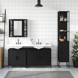 4 Piece Bathroom Cabinet Set Black Engineered Wood 3214750