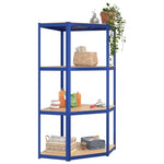 4-Layer Corner Shelf Blue Steel&Engineered Wood 152852