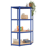 4-Layer Corner Shelf Blue Steel&Engineered Wood 152852