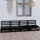 Garden 4-Seater Sofa Black Solid Pinewood 3075343