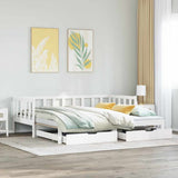 Daybed with Trundle and Drawers without Mattress White 80x200 cm 3302192