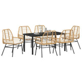 Garden Dining Set 7 pcs Brown Poly Rattan 3380866
