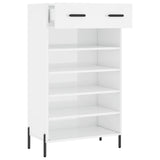 Shoe Cabinet High Gloss White 60x35x105 cm Engineered Wood 829622