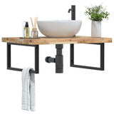 Basin Shelf Wall Mounted Steel and Solid Wood Acacia 3302909