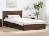 Bed Frame Brown Oak and Silver 100 x 200 cm Engineered Wood 3410937