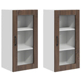 Wall Glass Cabinet LUCCA 2 pcs Brown Oak 40 x 31 x 80 cm 885000
