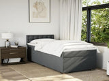 Box Spring Bed with Mattress Dark Grey 90x200 cm Fabric 3285786