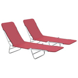 ZNTS Folding Sun Loungers 2 pcs Steel and Fabric Red 44301