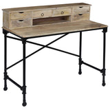 244947 Writing Desk Solid Mango Wood and Steel 110x50x96 cm