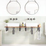 Basin Shelf Wall Mounted Steel and Solid Wood Acacia 3302733