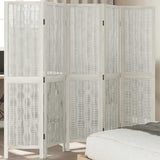 Room Divider 5 Panels White Solid Wood Paulownia 358677
